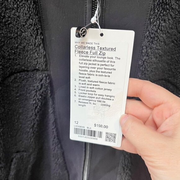 NEW Lululemon Collarless Textured Fleece Full Zip-  Sz 12 - Picture 6 of 6